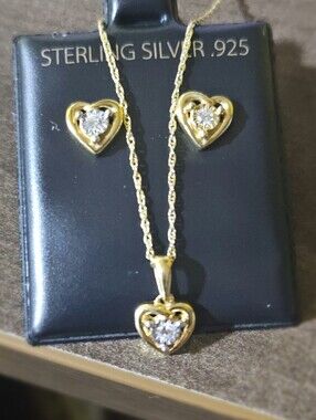 0.15 Lab-Grown Diamond Heart Necklace & Earrings Set